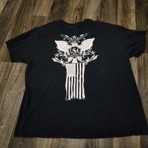 5 Star Freedom Shirt Size XXL USA Home Of The Brave American Pride Black Eagle